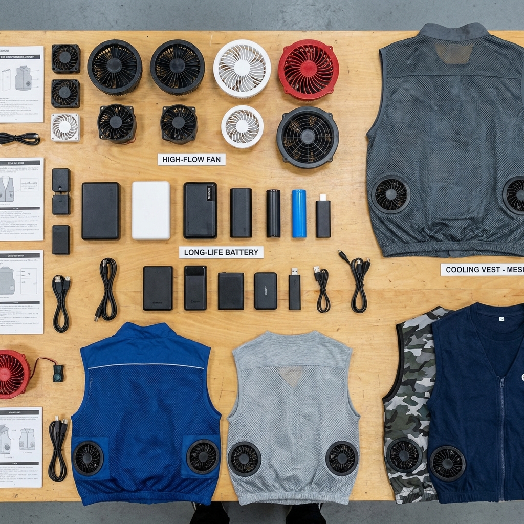 多種多様な空調服ファンとバッテリーの比較