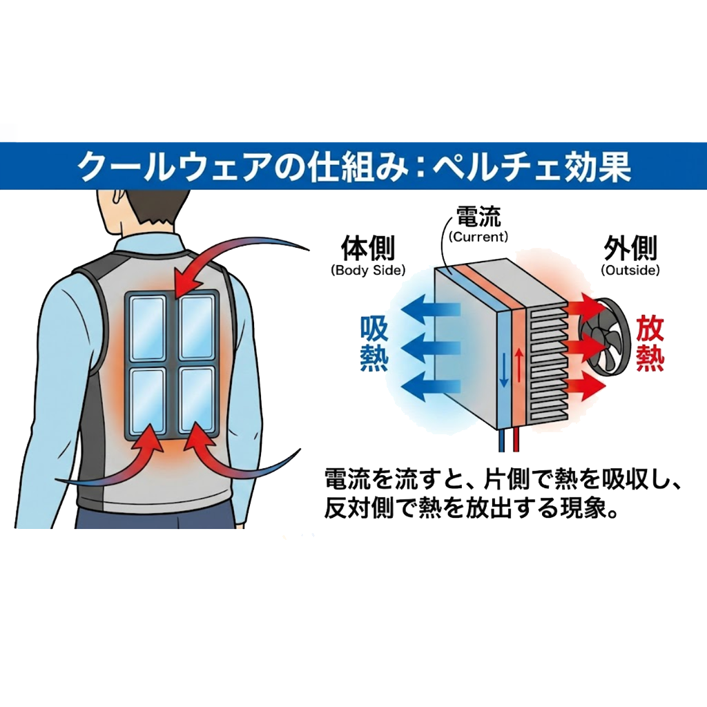 ペルチェ式の熱の流れ